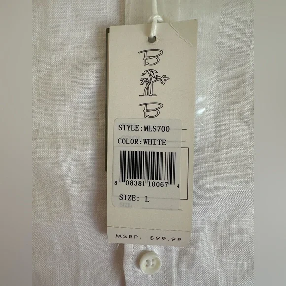 Bohio Men’s White Linen Fancy Guayabera Style Short Slv Shirt Embroidered Large - Picture 5 of 10